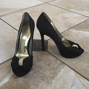 GUESS Zoey Satin Rhinestone Peep toe